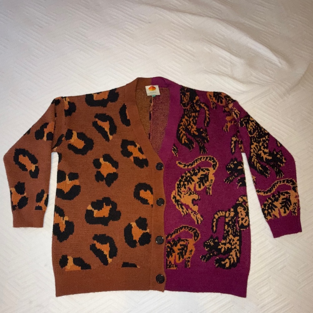 FARM RIO Mixed Wild Leopards Cardigan SIZE: XS - Picture 3 of 9